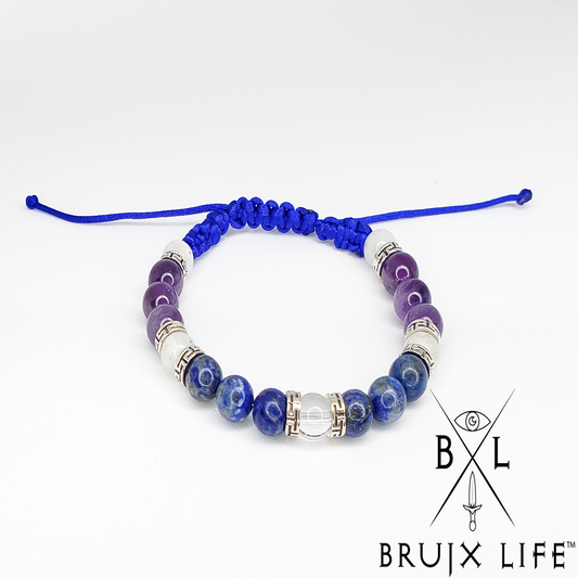 Lapis Lazuli, amethyst, moonstone crystal bracelet